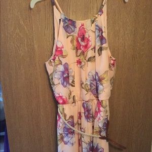 Soft pink floral dress.